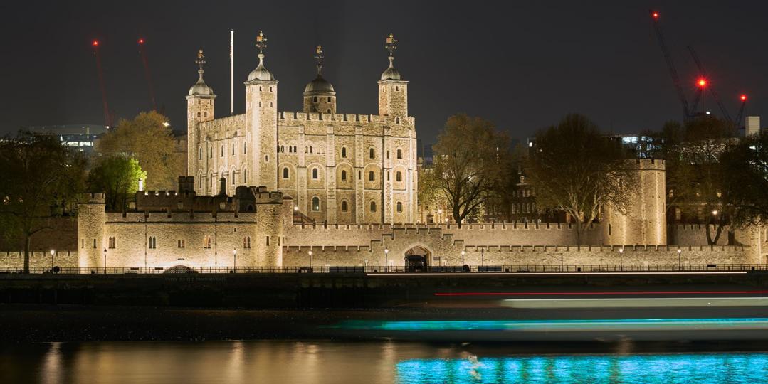 The Tower of London illuminated at night